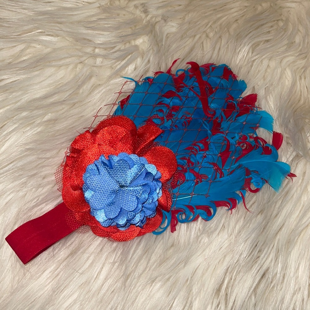 Red and Blue Feather Headband
